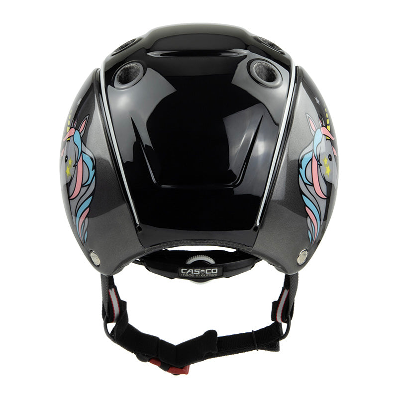 CASCO Kinder Reithelm "Nori" mit Einhorn Design schwarz/grau 50-52 oder 52-56
