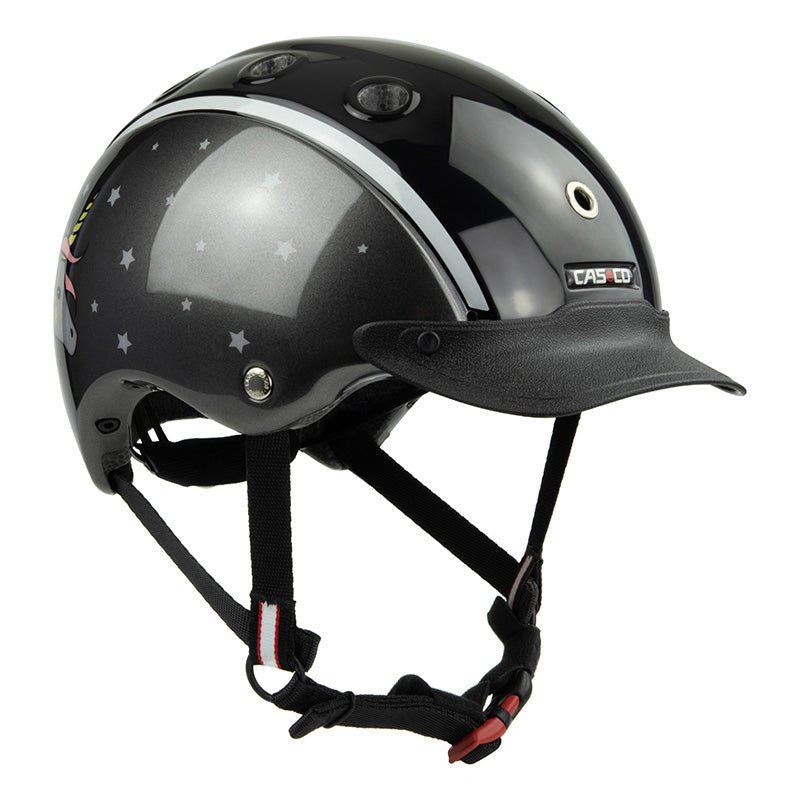 CASCO Kinder Reithelm "Nori" mit Einhorn Design schwarz/grau 50-52 oder 52-56 sp-reitsport