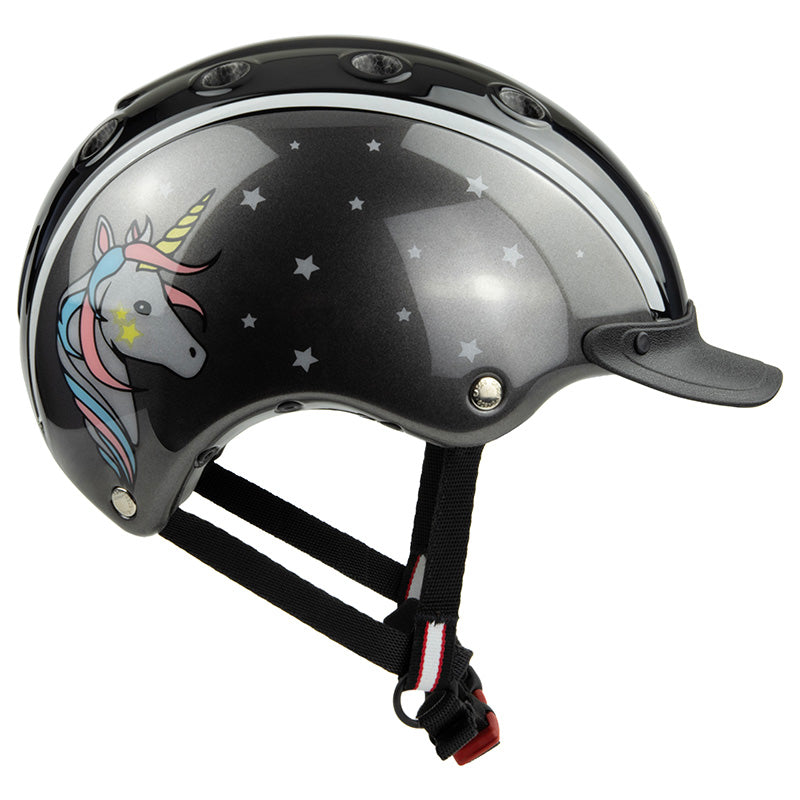 CASCO Kinder Reithelm "Nori" mit Einhorn Design schwarz/grau 50-52 oder 52-56