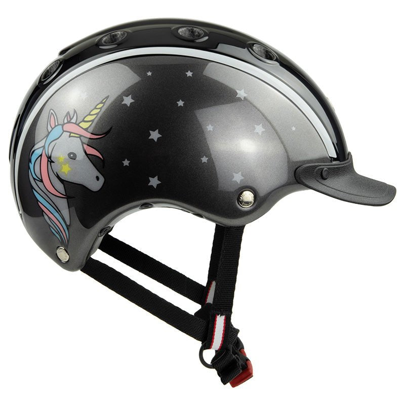 CASCO Kinder Reithelm "Nori" mit Einhorn Design schwarz/grau 50-52 oder 52-56 sp-reitsport