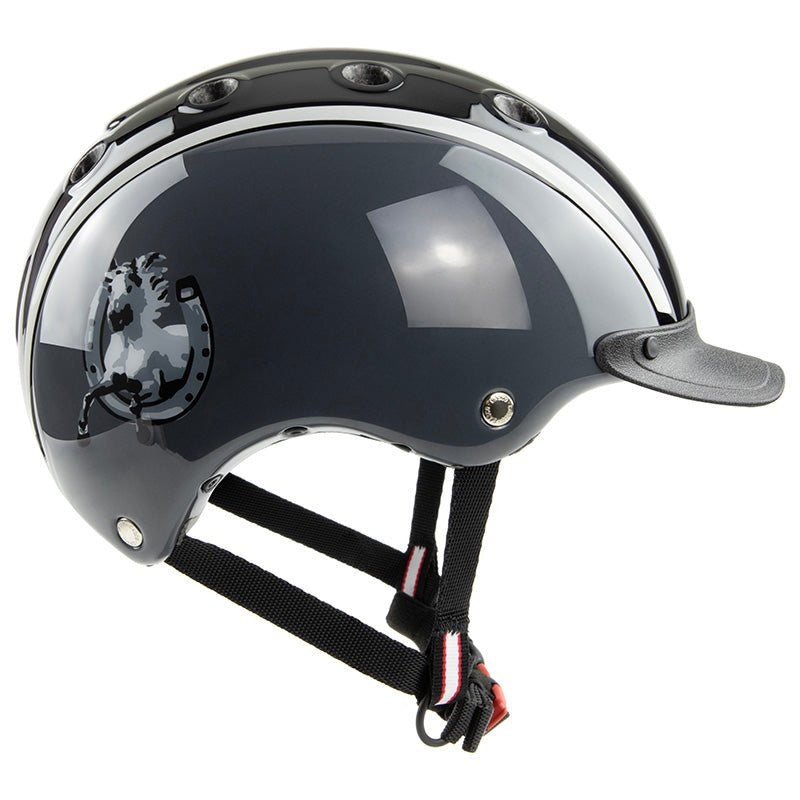 CASCO Kinder Reithelm "Nori" mit Hufeisen Design schwarz/grau 50-52 oder 52-56 sp-reitsport