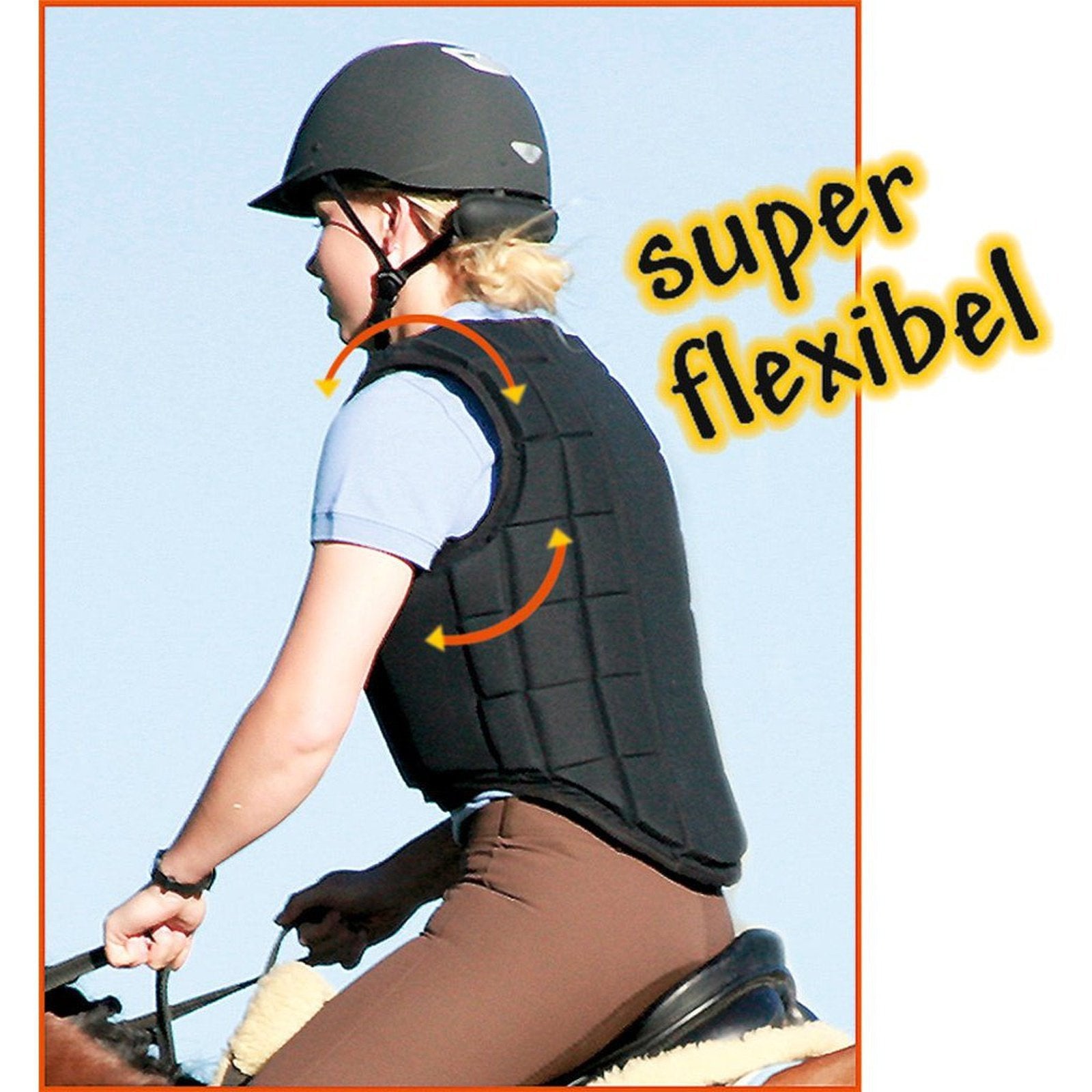 "USG Flexi" Panel-Sicherheitsweste in schwarz, blau & braun für Kinder & Erwachsene, Level 3 bei SP-Reitsport USG bei SP-Reitsport