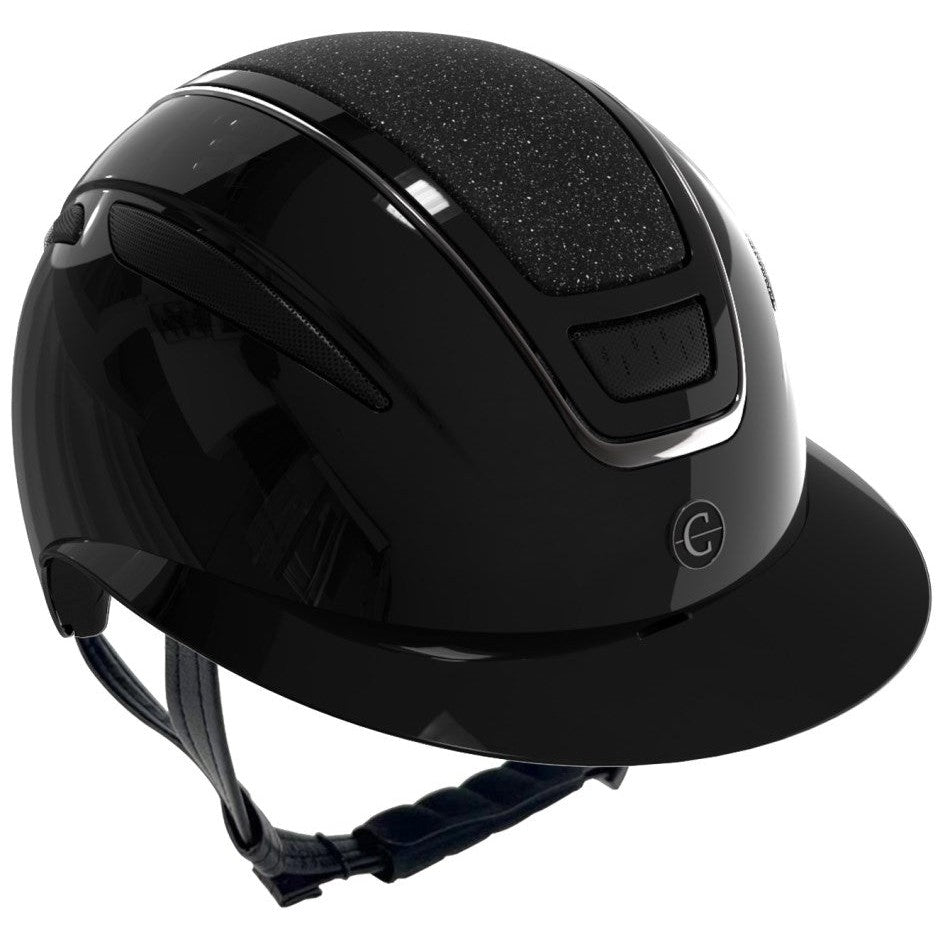 Kerbl Covalliero Reithelm Elite Polo lackschwarz mit schwarzem Glitzer