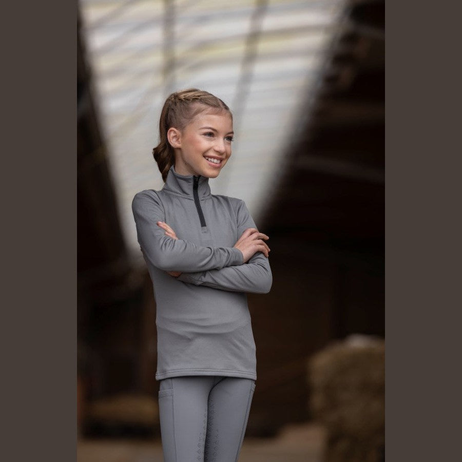Covalliero Herbst/Winter 25"Active Shirt" warmes Kinder Langarmshirt in steel grey