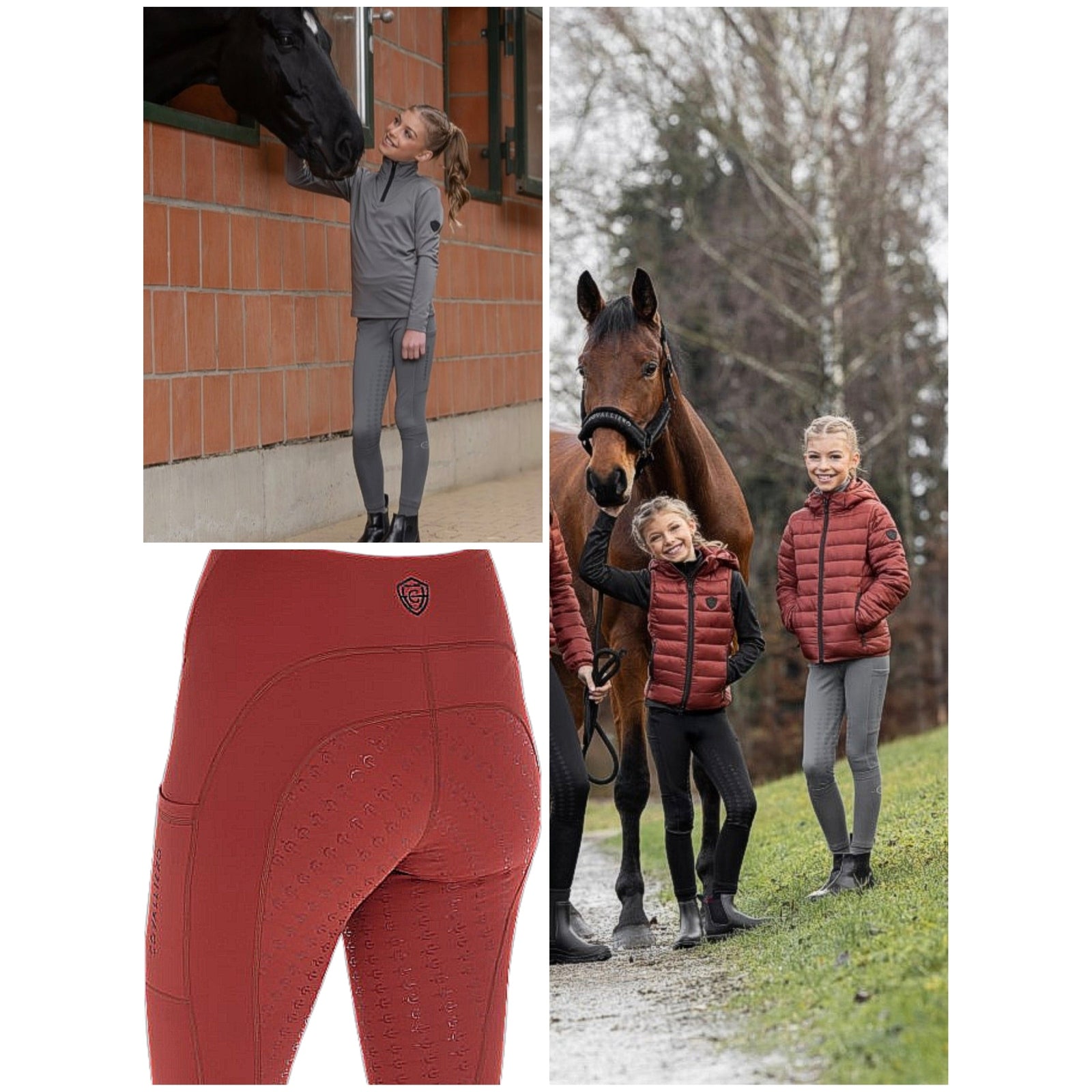 Covalliero warme Vollgrip Winter Kinder-Reitleggings H/W 25 in navy, black und rust