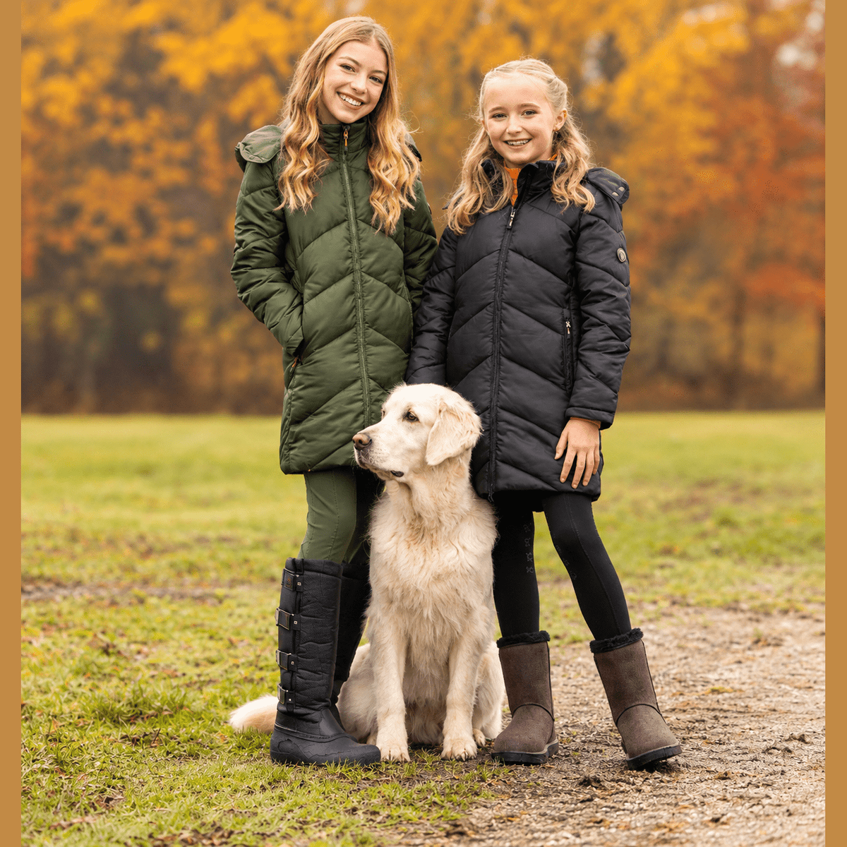 Cavalliero Kinder Winter-Reitmantel Herbst Winter 2026 in Black und Forest Green