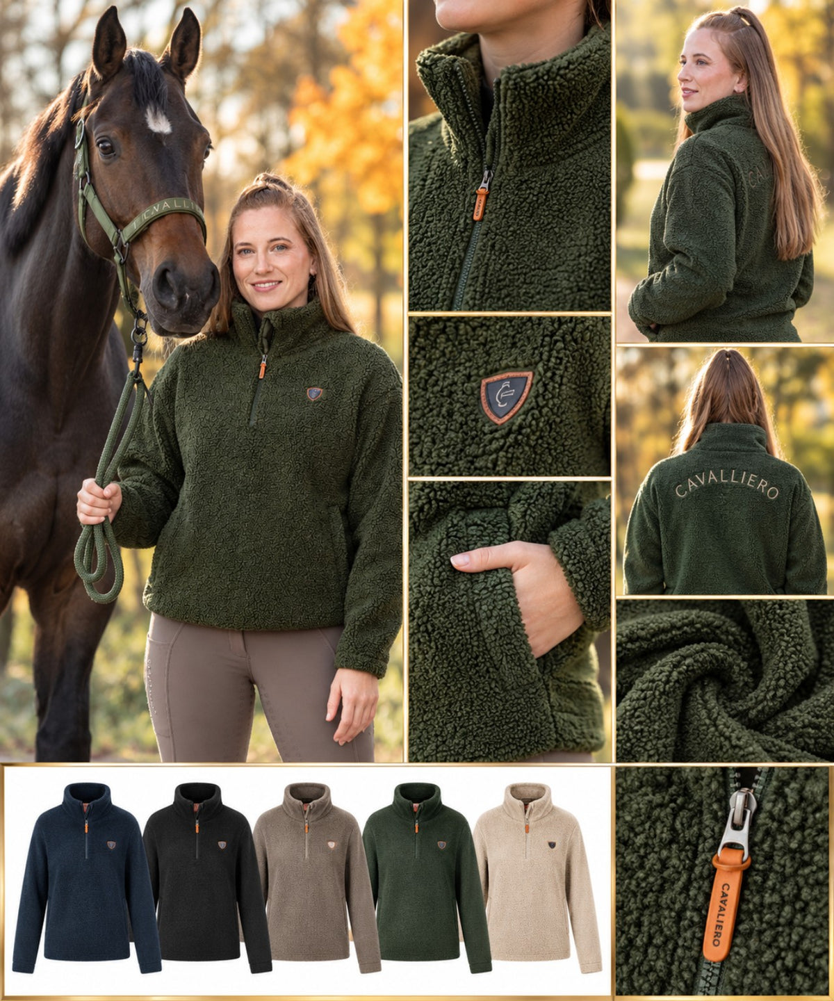 Cavalliero Teddyfleece-Pullover Forest Green Oliv Herbst Winter 2026 Collage