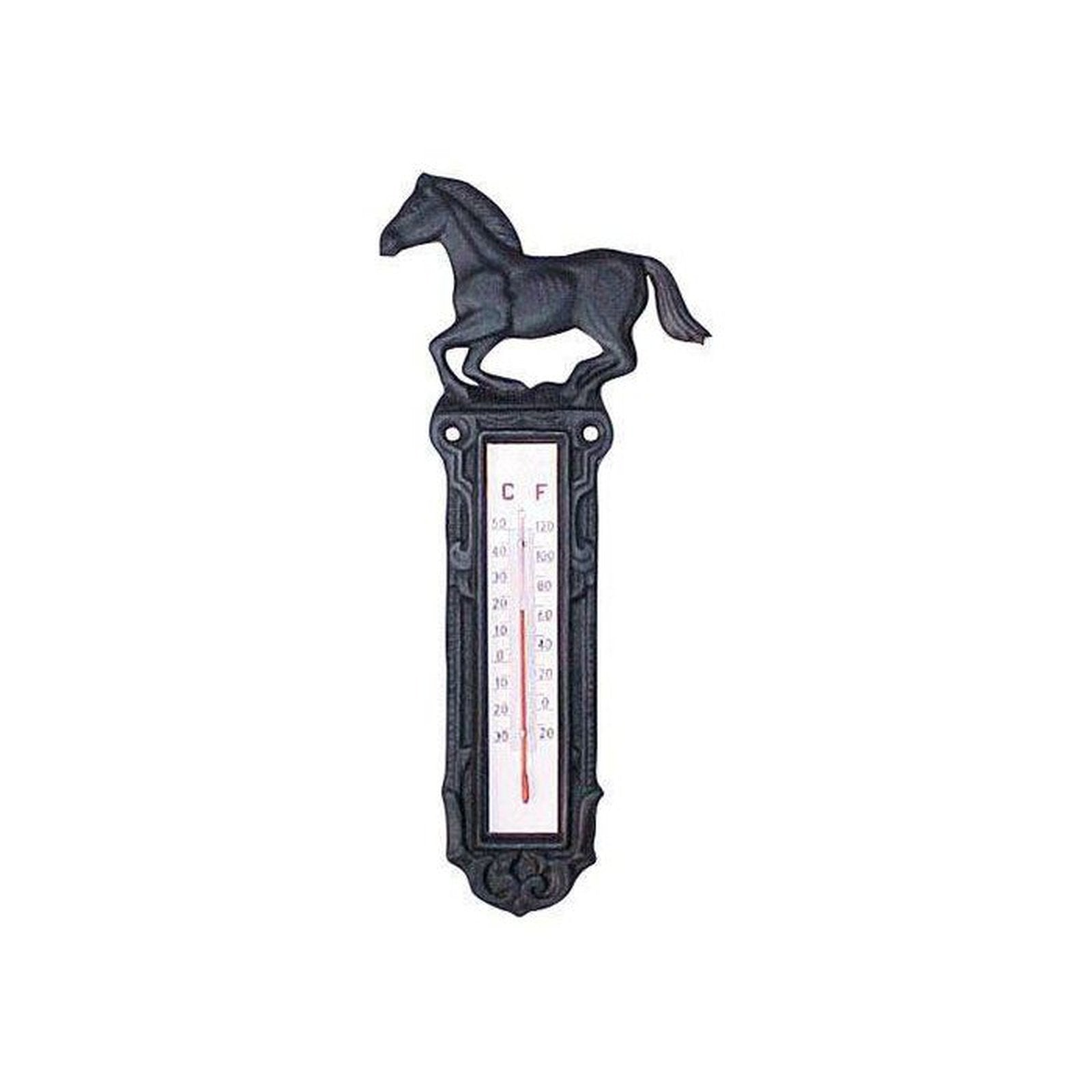 Thermometer aus Gusseisen mit laufenden Pferd, groß HKM bei SP-Reitsport